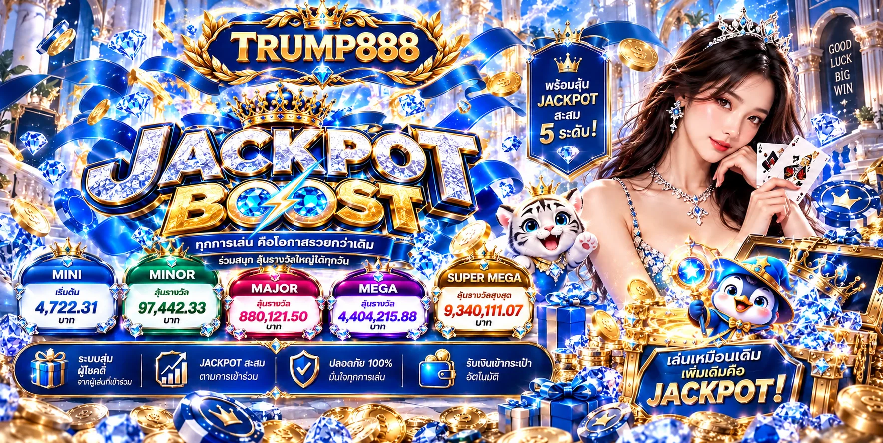 แจ็กพอตเกมสล็อต TRUMP888 พร้อมตัวละครแฟนตาซี